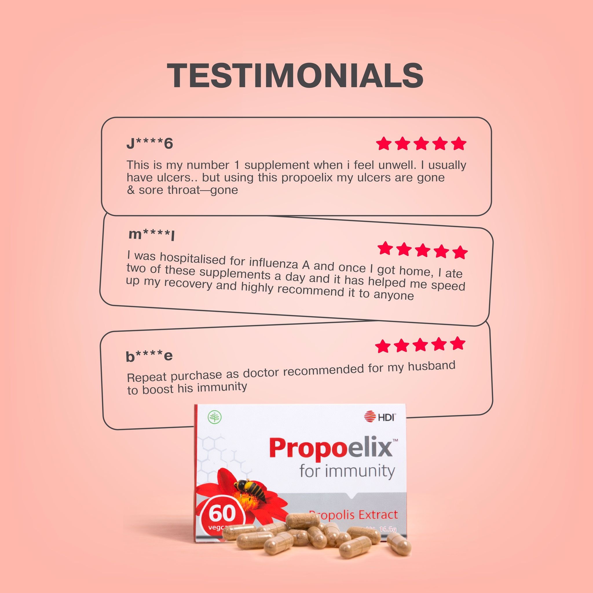 HDI™ Propoelix™ - Propolis Blend - Proven effective Dengue recovery - Immunity Boost - 60 Vegecaps