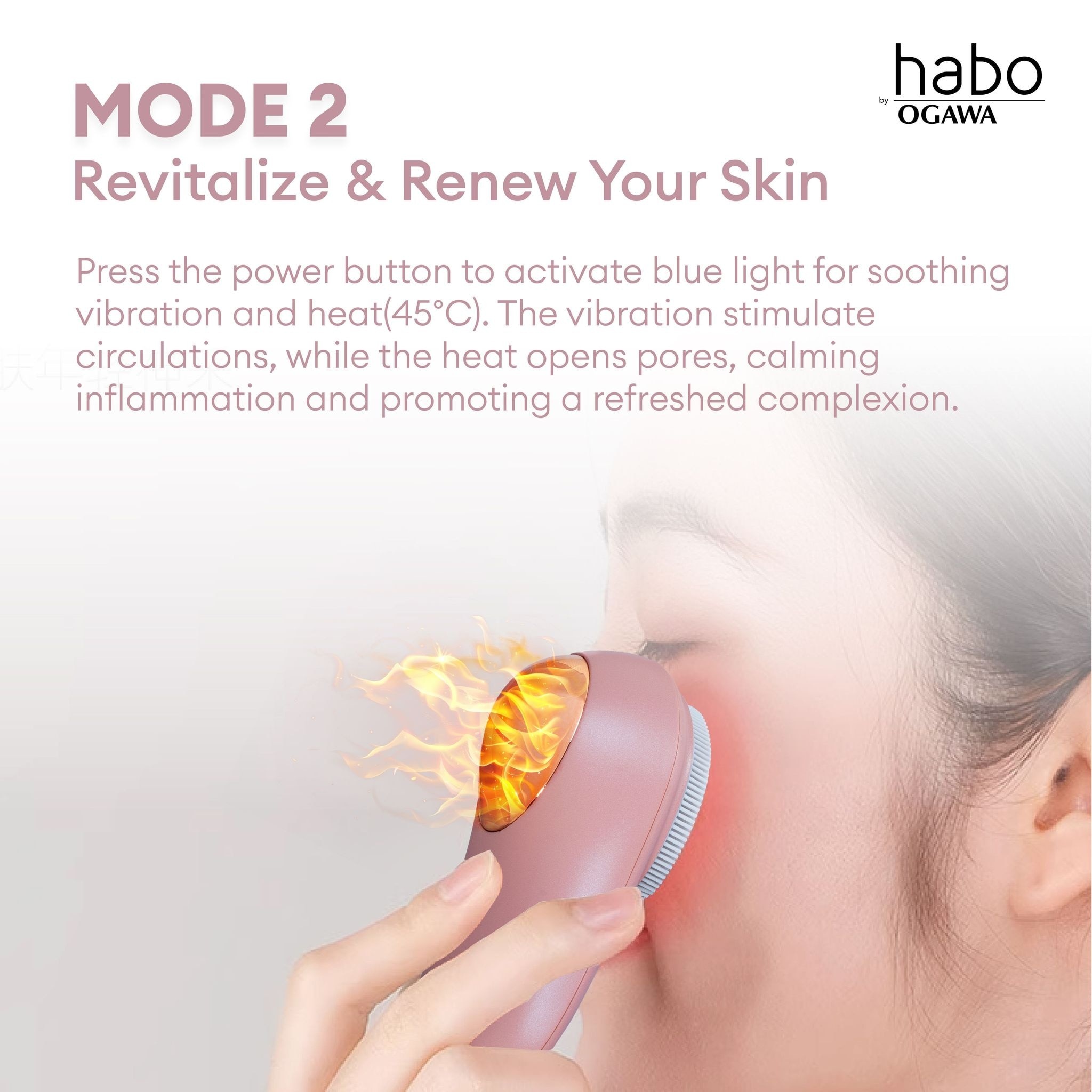 Habo by Ogawa Rosae 2in1 Facial Cleaning Brush Device – Deep Cleanse & Glow