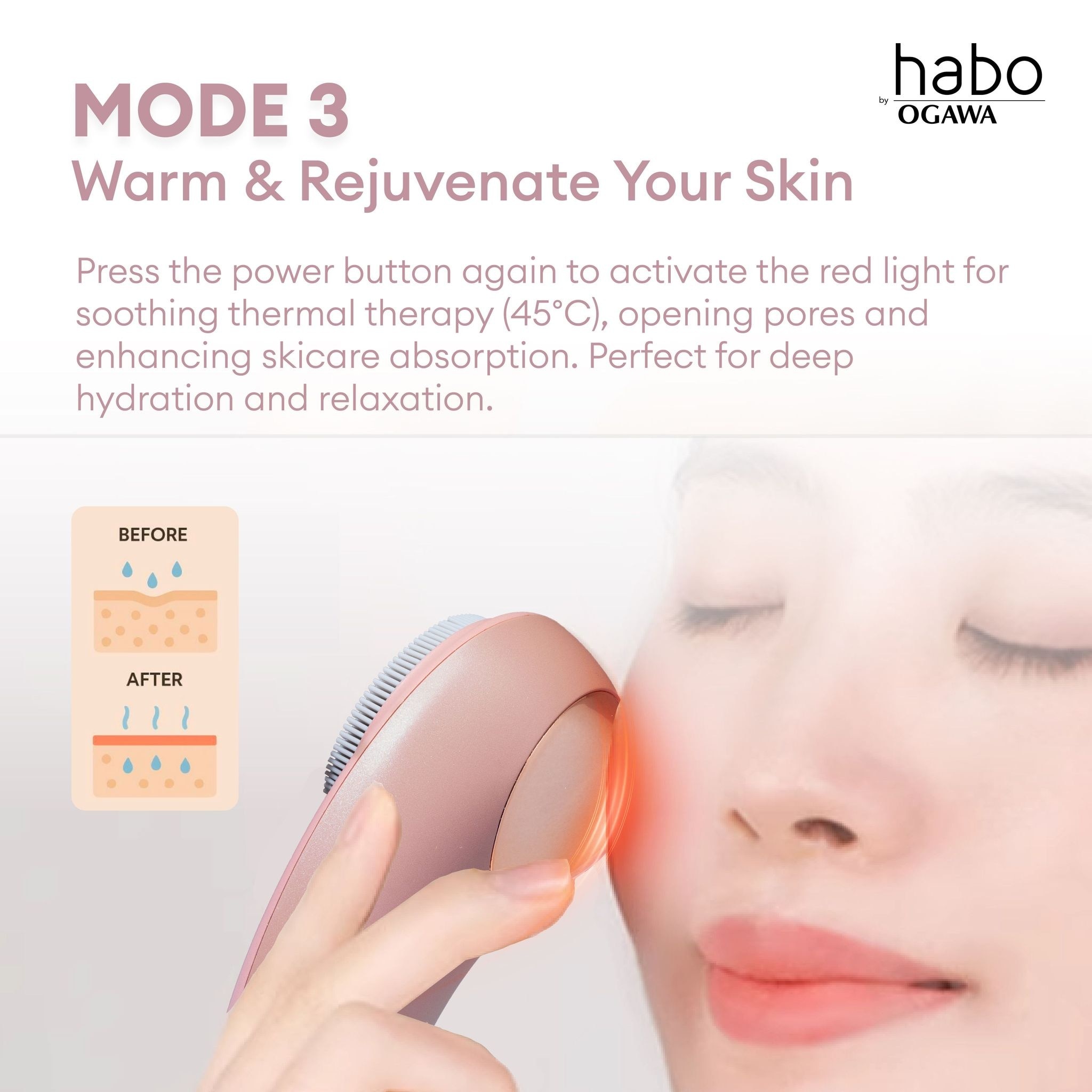 Habo by Ogawa Rosae 2in1 Facial Cleaning Brush Device – Deep Cleanse & Glow