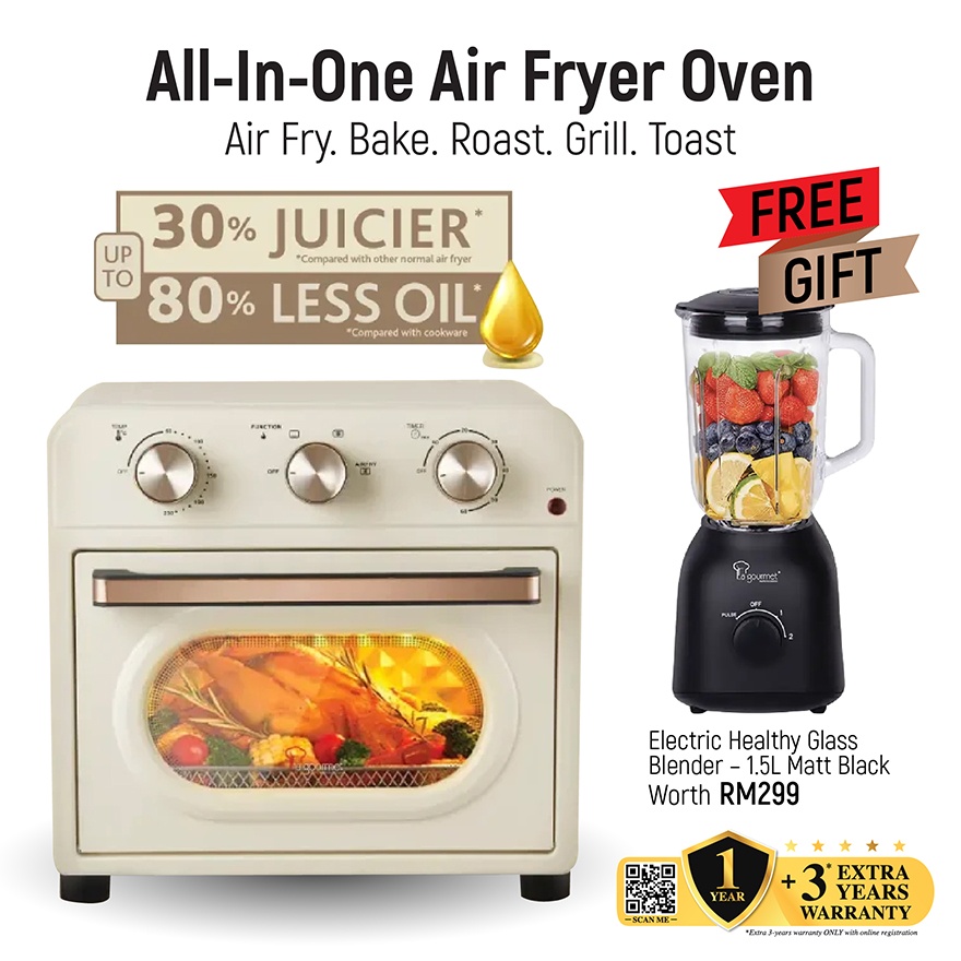 La gourmet Healthy Electric Air Fryer Oven 20L, Vanilla Cream