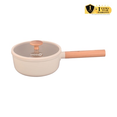 SHOGUN - Shogun Ivory 20 x 8.8cm Saucepan with Silicone Rim Glass Lid, Induction, 2.2L