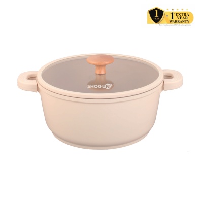 SHOGUN - Shogun Ivory 24 x 11.2cm Casserole with Silicone Rim Glass Lid, Induction, 4.2L