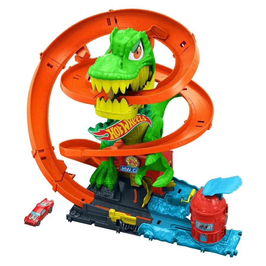Hot Wheels City T Rex Blaze Battle Fire Station Playset (JBM73) image