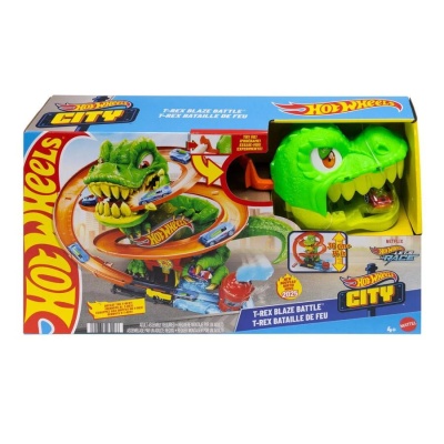 HOT WHEELS Hot Wheels City T Rex Blaze Battle Fire Station Playset (JBM73) image