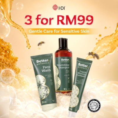 HDI - Better Botanics Set Gentle Care for Sensitive Skin with Face Wash, Nourishing Shampoo and Propolis Whitening Toothpaste (Save 13%)