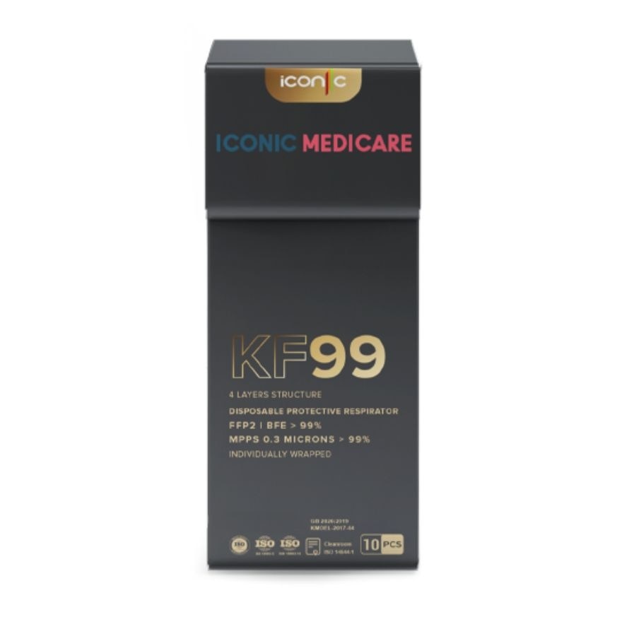 [Adult] KF99 Platinum Black Medical Respirator Face Mask (10pcs)