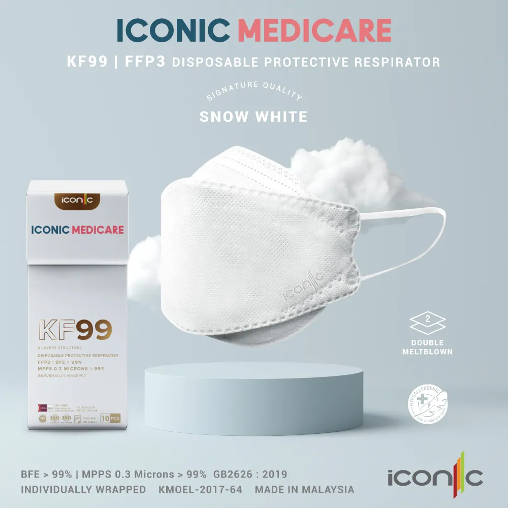 [Adult] KF99 Snow White Medical Respirator Face Mask (10pcs)