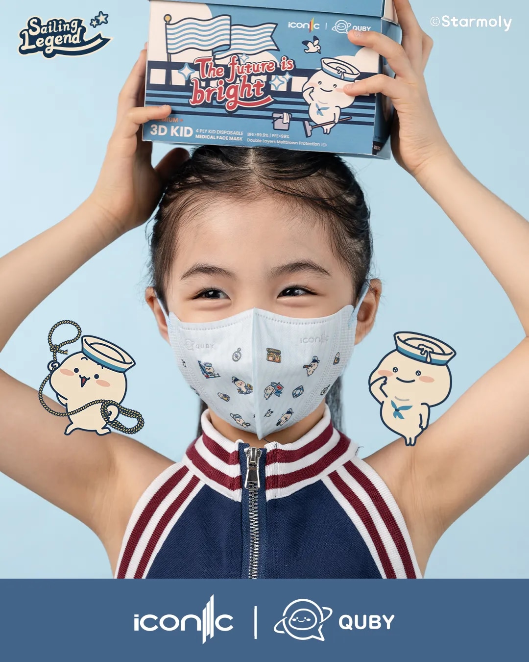 [Kid - Premium+] 3D 4-Ply Quby Sailing Legend Medical Disposable Face Mask (20pcs)
