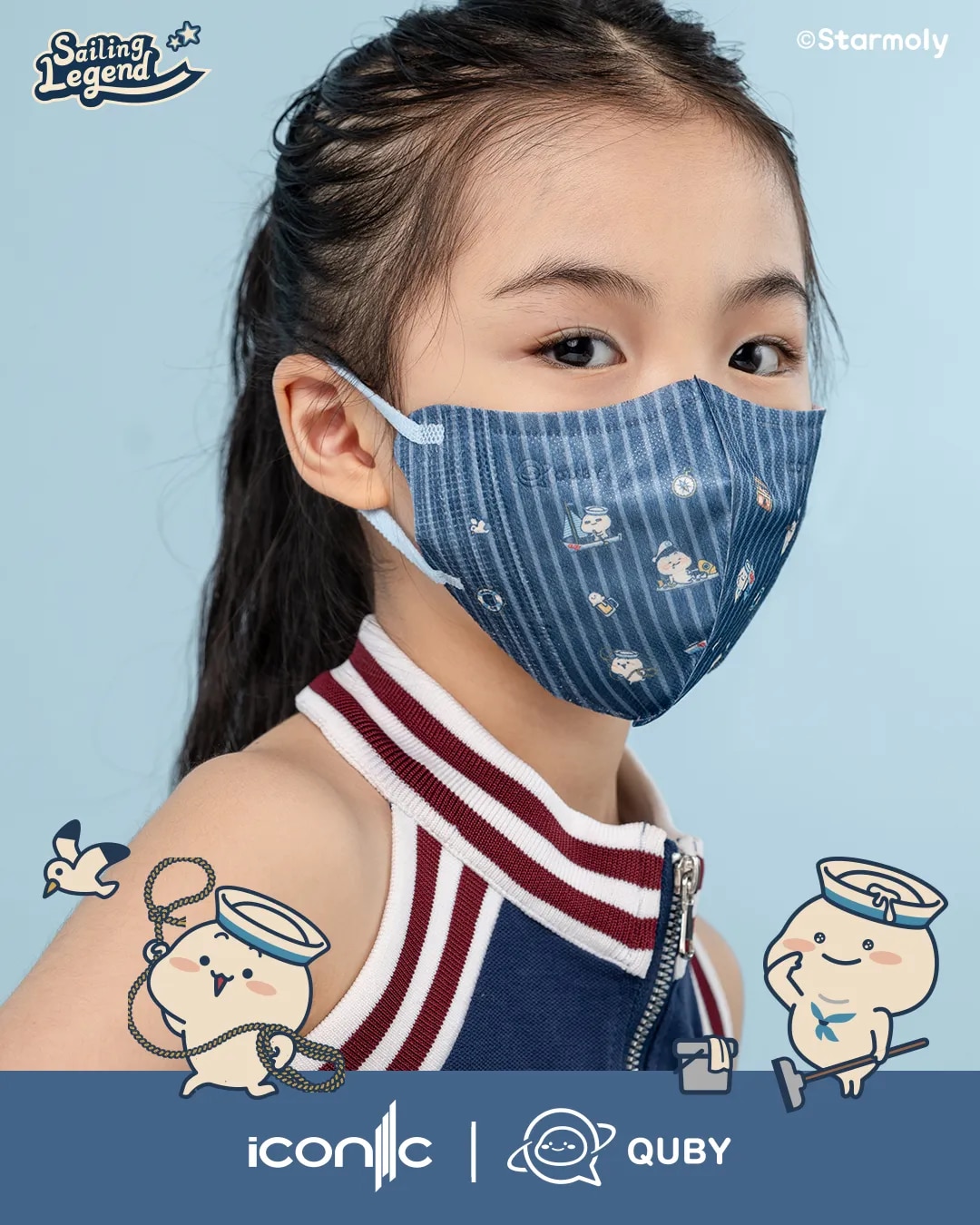 [Kid - Premium+] 3D 4-Ply Quby Sailing Legend Medical Disposable Face Mask (20pcs)