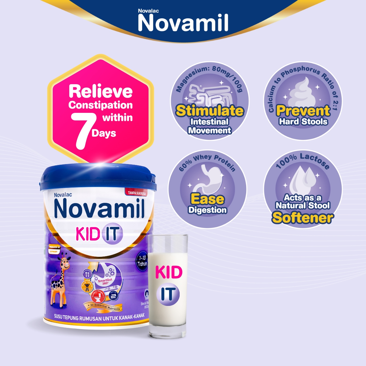 Novamil KID IT for Constipation Relief (1-10 Years) 800g