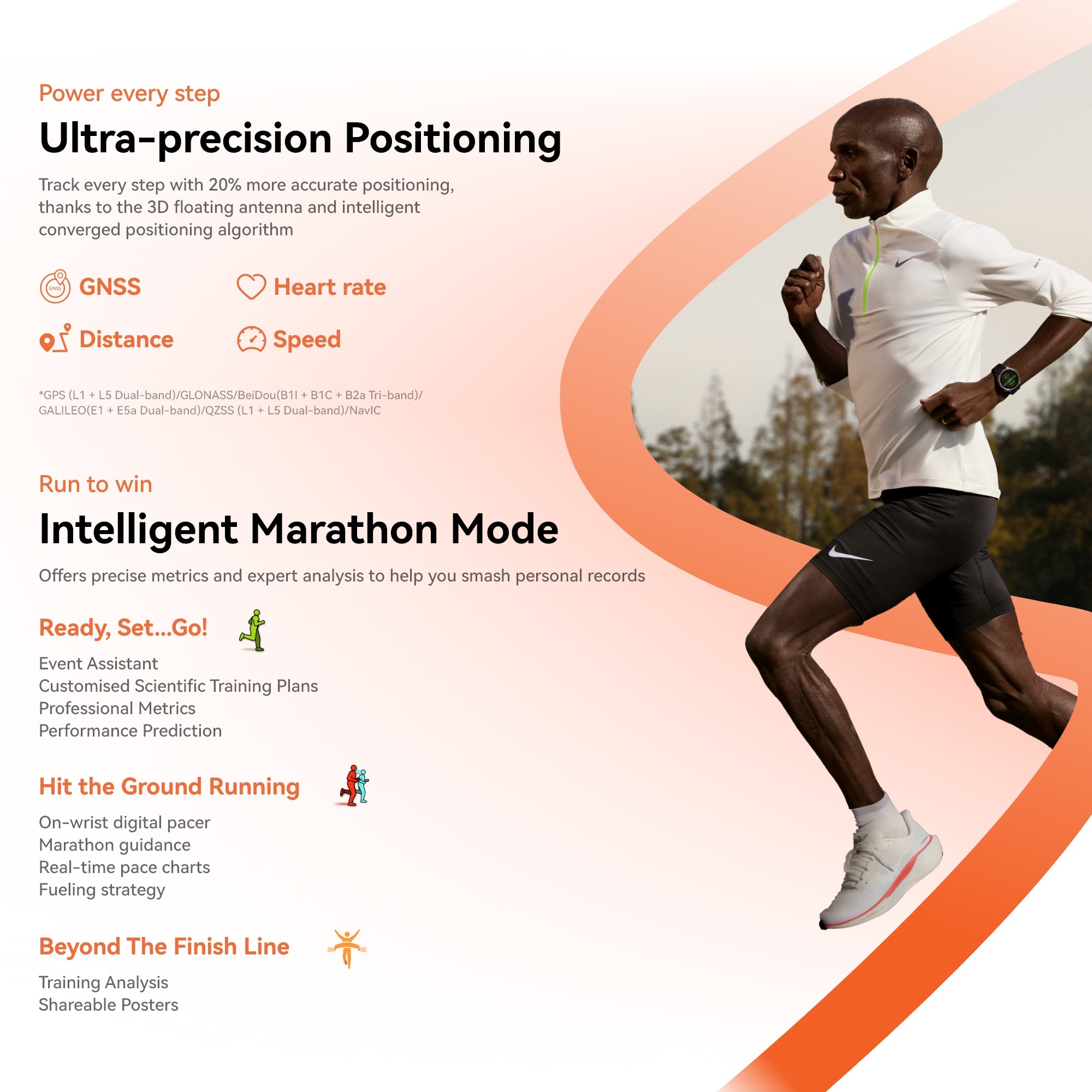 HUAWEI WATCH GT Runner 2 Dawn Orange Smartwatch, Ultra-Precise Positioning & Heart Rate, Intelligent Marathon Mode, Slim with Titanium