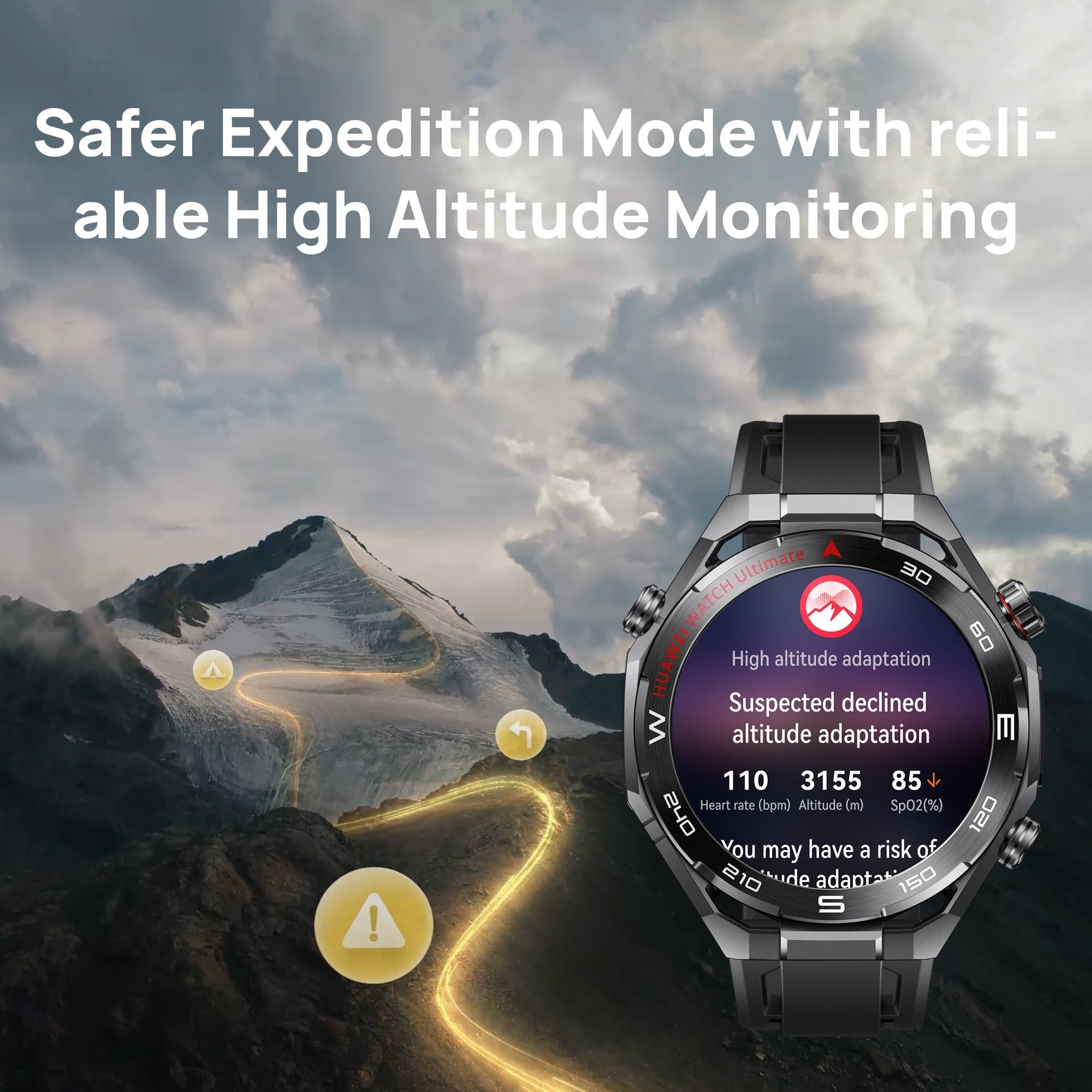 HUAWEI Ultimate 2 Smartwatch Black, Ultra Reliable Liquid Metal, 150M Diving, Sonar-based Underwater Communication, Multi-sensing X-TAP