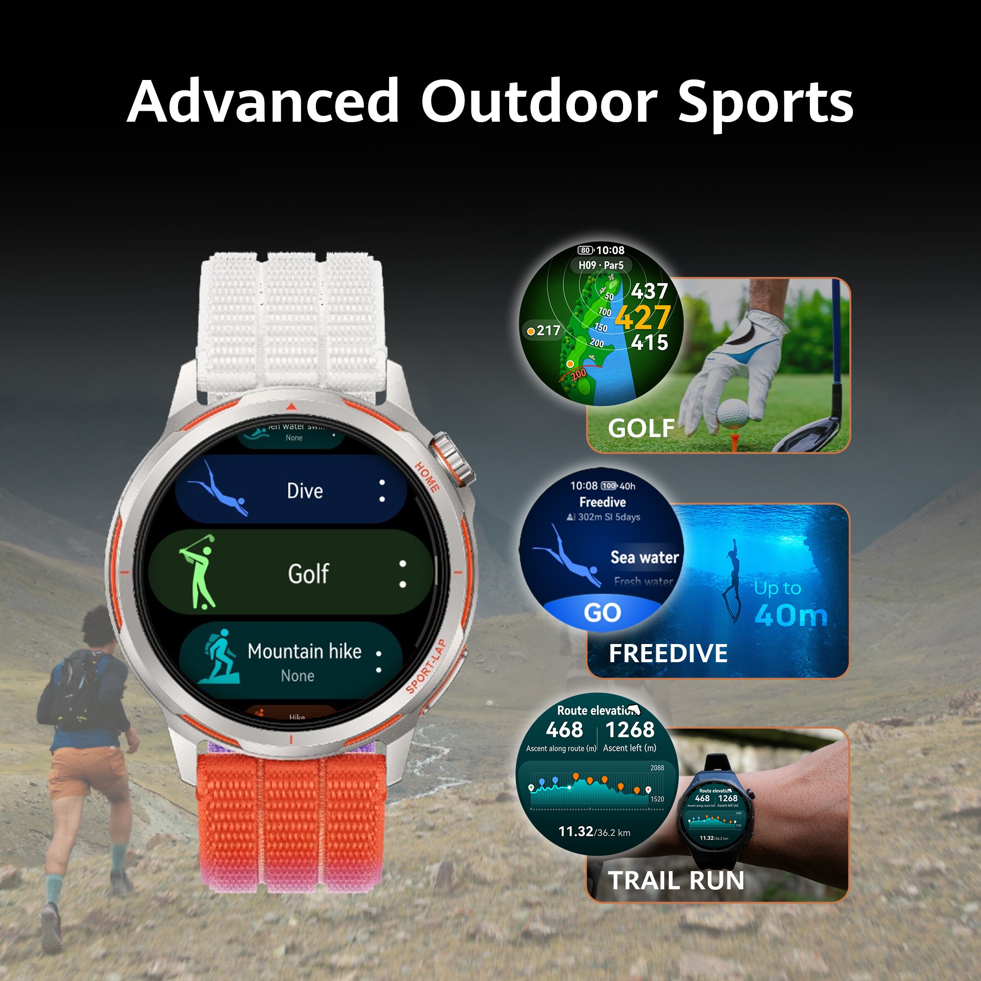 HUAWEI WATCH GT Runner 2 Dusk Blue Smartwatch, Ultra-Precise Positioning & Heart Rate, Intelligent Marathon Mode, Slim with Titanium
