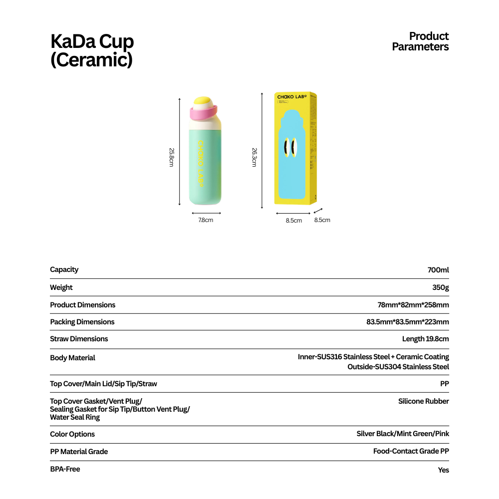 Chako Lab KaDa Cup (700ml) Silver Black image