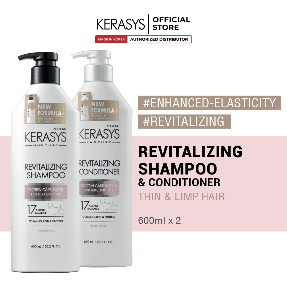 Kerasys Enhanced- Elasticity Revitalizing Shampoo & Conditioner (600ml/1 Set)