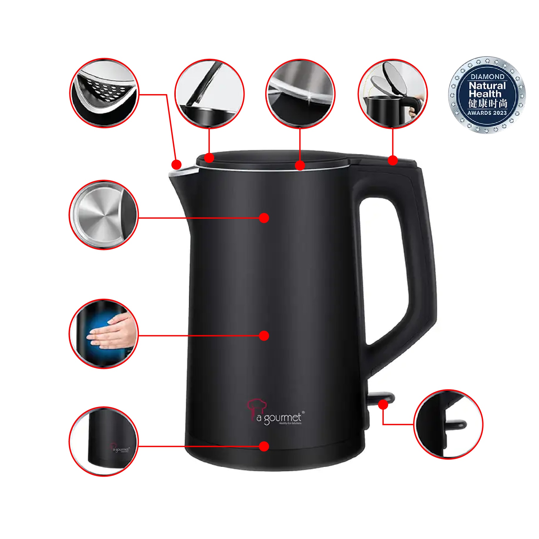 La gourmet Healthy Seamless Electric Kettle - 1.8L