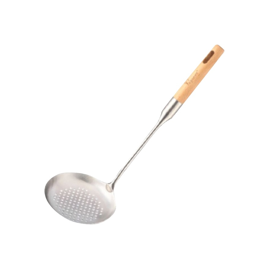 La gourmet Stainless Steel Skimmer with Wood Handle image