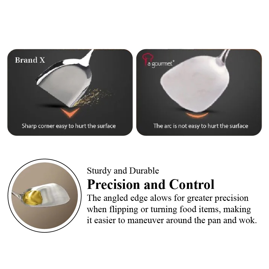 La gourmet Stainless Steel Skimmer with Wood Handle image