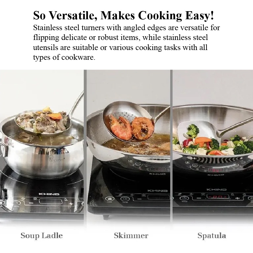 La gourmet Stainless Steel Skimmer with Wood Handle image