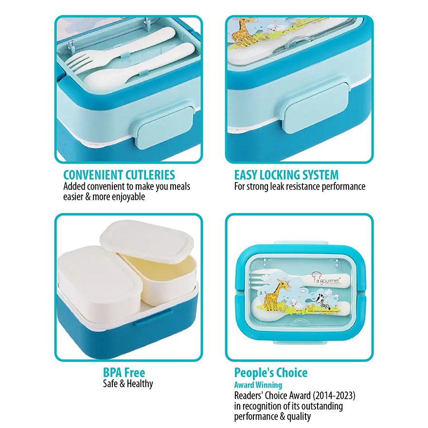 La gourmet Ray Of Hope 1200ml Plastic 2 Tier Tiffin Carrier image