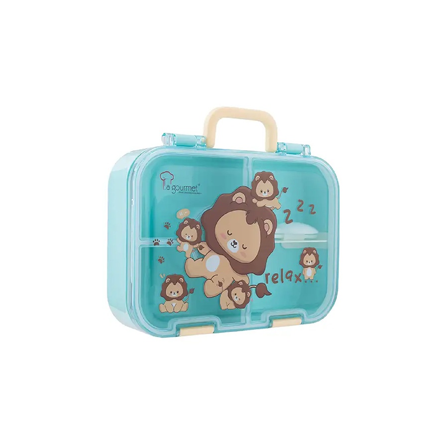 La gourmet Sassy Kids 1400ml 4 Compartment Lunch Box - Lion image