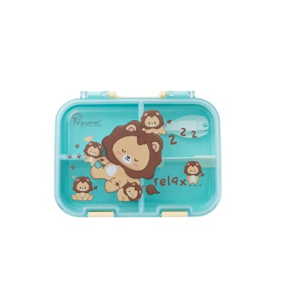 LA GOURMET - La gourmet Sassy Kids 1400ml 4 Compartment Lunch Box - Lion