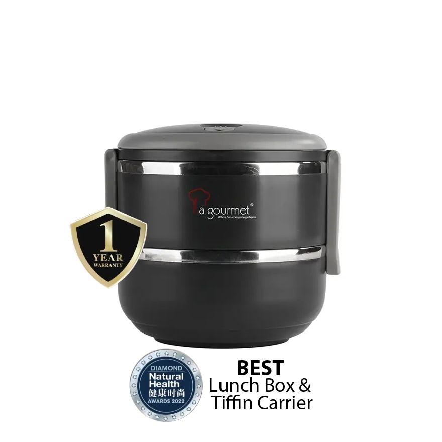La gourmet 3R Pac2Go 1400ml Tiffin Carrier - Dark Grey image