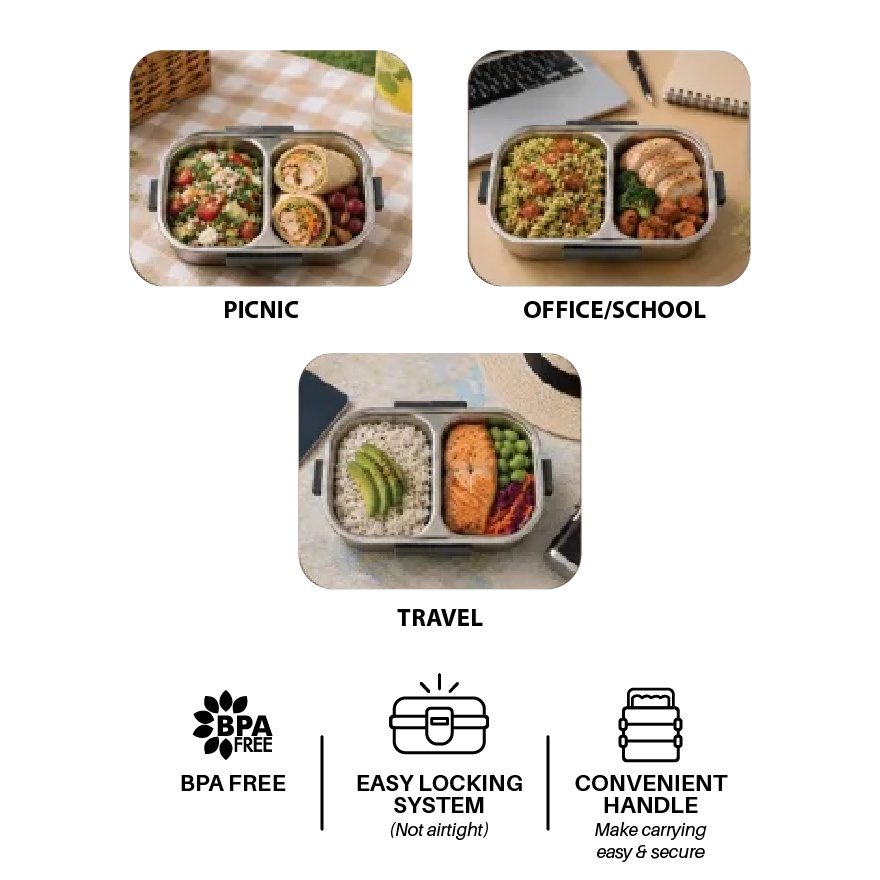 La gourmet 3R Pac2Go 750ml 2 Compartment Lunch Box - Beige image