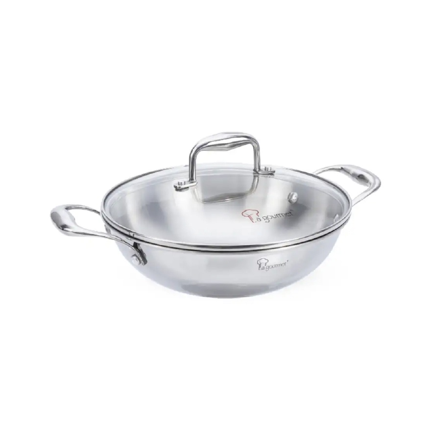 La gourmet Elite 24 x 8.5cm 5ply 18/10 Stainless Steel with Glass Lid, 2.4L image