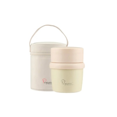 LA GOURMET - La gourmet Thermobliss 650ml 2 Tier Tiffin Carrier with Pouch - Cream image