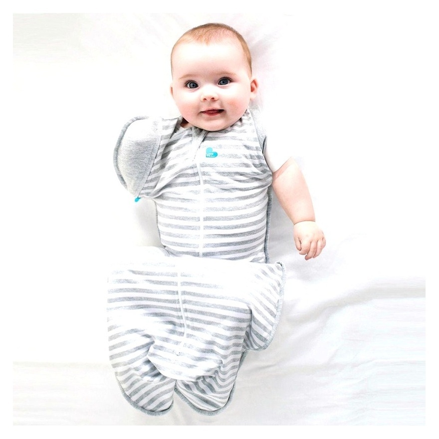 Love To Dream Swaddle Up Transition Bag Stage 2 1.0 TOG Stretch Cotton Stripe Grey Mediun image