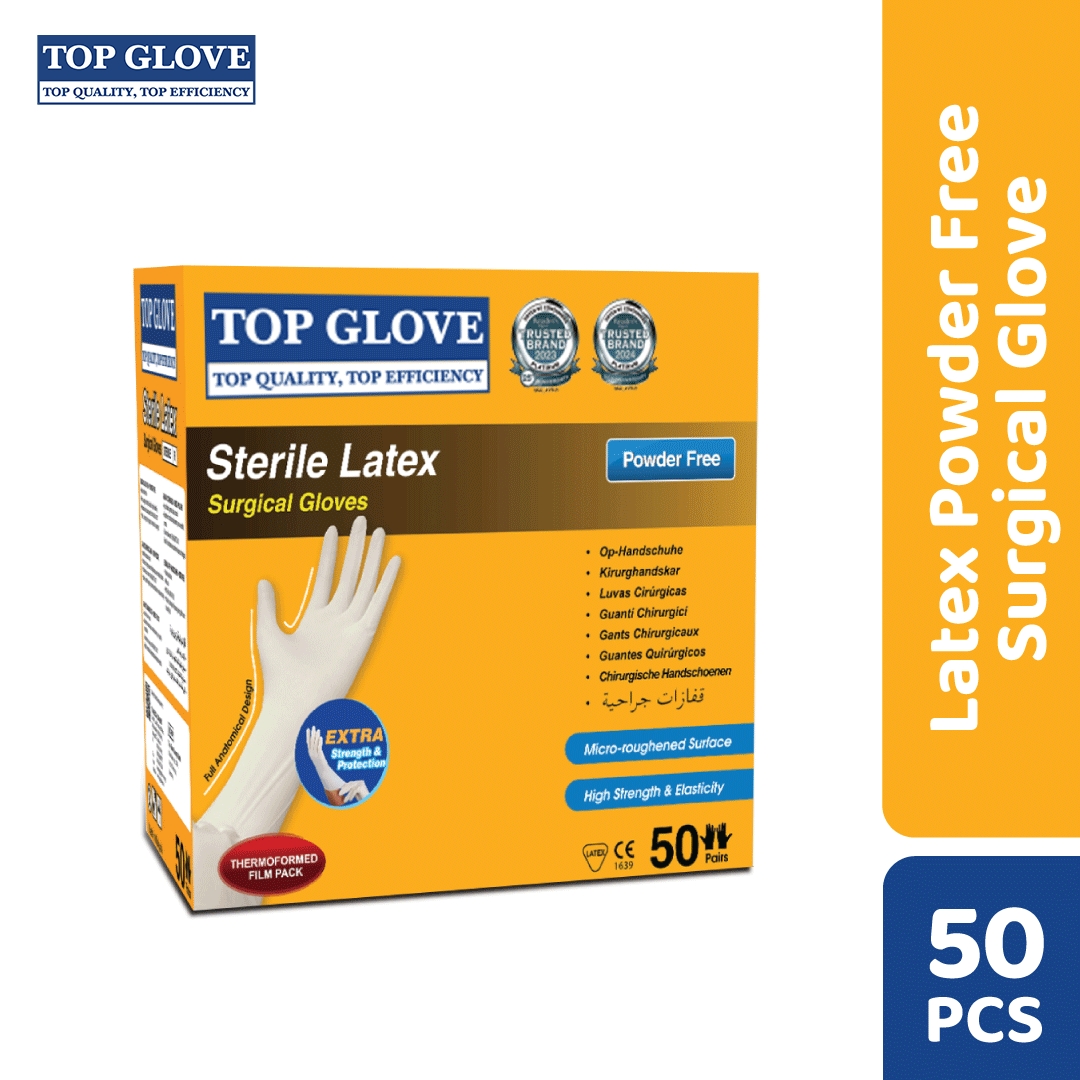 Top Glove Sterile Latex Powder Free Surgical Glove Natural 7.0