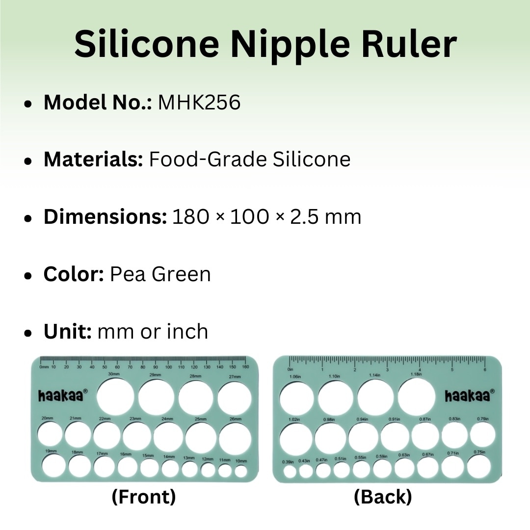 Haakaa Silicone Nipple Ruler for Breastfeeding tape measurement sizes 10mm to 30mm