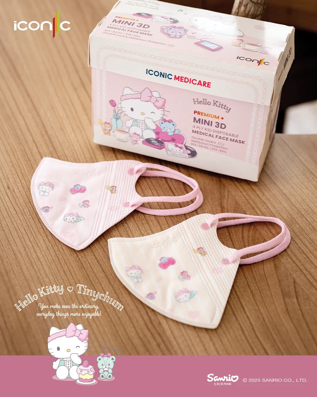 [Baby - Premium+] 3D Mini 4-Ply Sanrio Hello Kitty Gorogoro Days Medical Disposable Face Mask (20pcs)