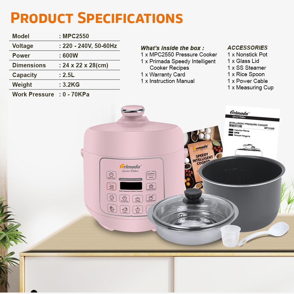 Special Edition Intelligent Pressure Cooker MPC2550 Light Pink