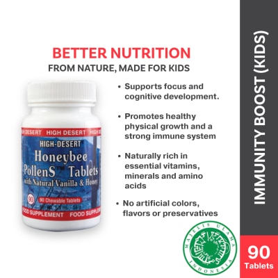 HDI - HDI KIDS™ HoneyBee PollenS - Supports Focus, Cognitive Development & Immunity - Kesihatan Kanak-Kanak - 60 Tablets