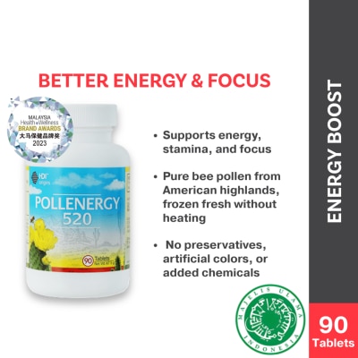 HDI - HDI Origins™ Pollenergy 520 - 250+ Nutrients - Support Stamina Improve Metabolism - Kesihatan Minda Jantung - 90 Tablets