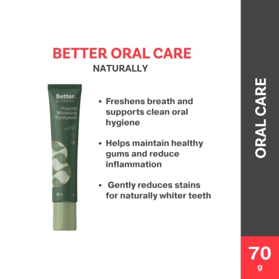 HDI - Better Botanics™ Propolis Whitening Toothpaste - Gentle Cleansing and Long-lasting Freshness - 70g (1s)
