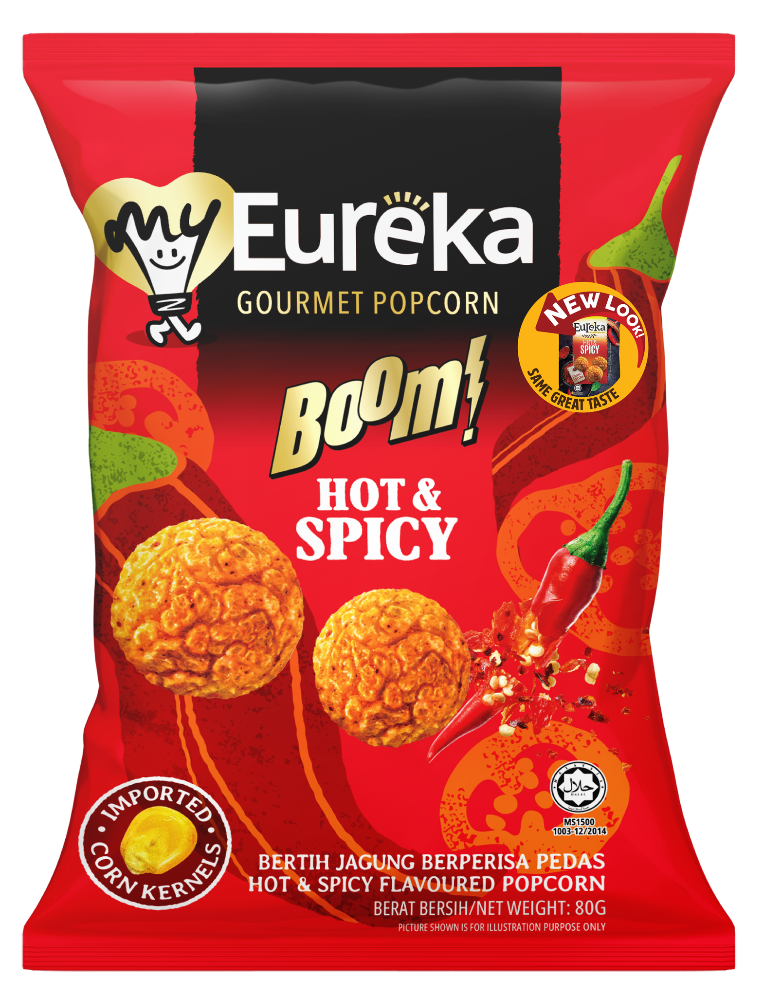Eureka Popcorn Assorted Flavours Hot & Spicy Popcorn 80g image