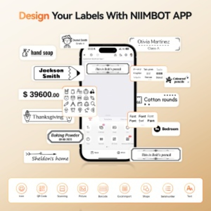 NIIMBOT N1 White Portable Bluetooth Support Color Ribbon Printing Mini Sticker Labeler Rechargeable Label Maker