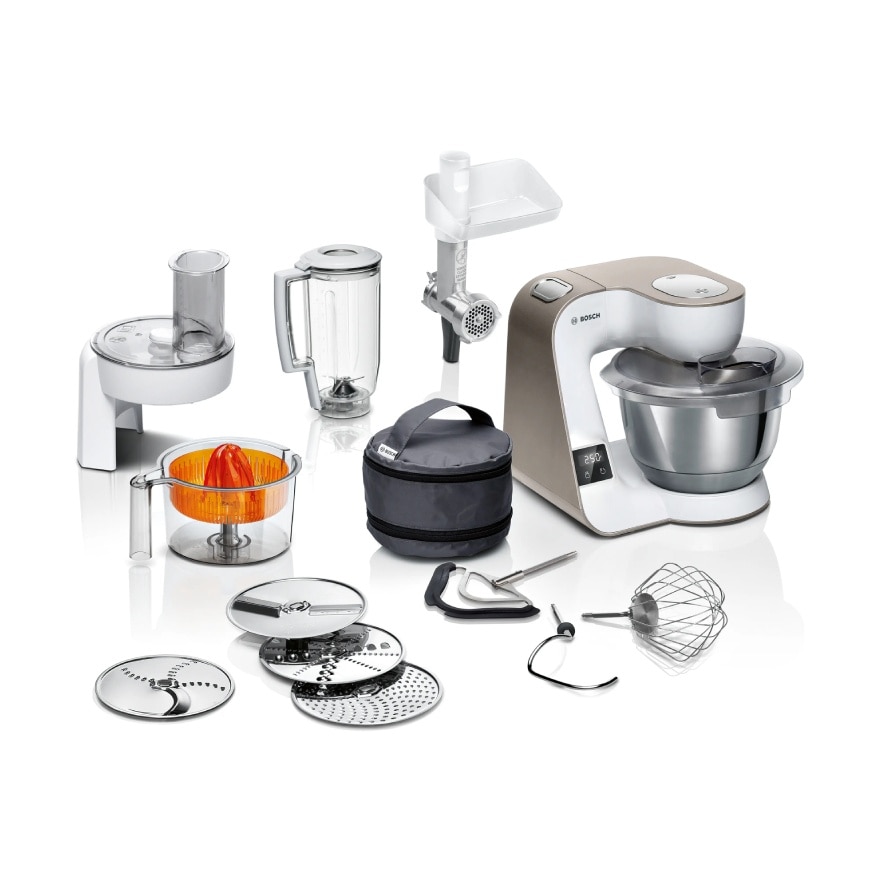 Bosch Series 4, 3.9L 1000W Kitchen Machine, Champagne/White - MUM5XW40