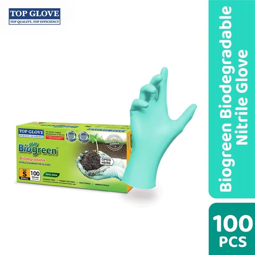 Top Glove BioGreen® Biodegradable Nitrile Examination Powder Free Glove S