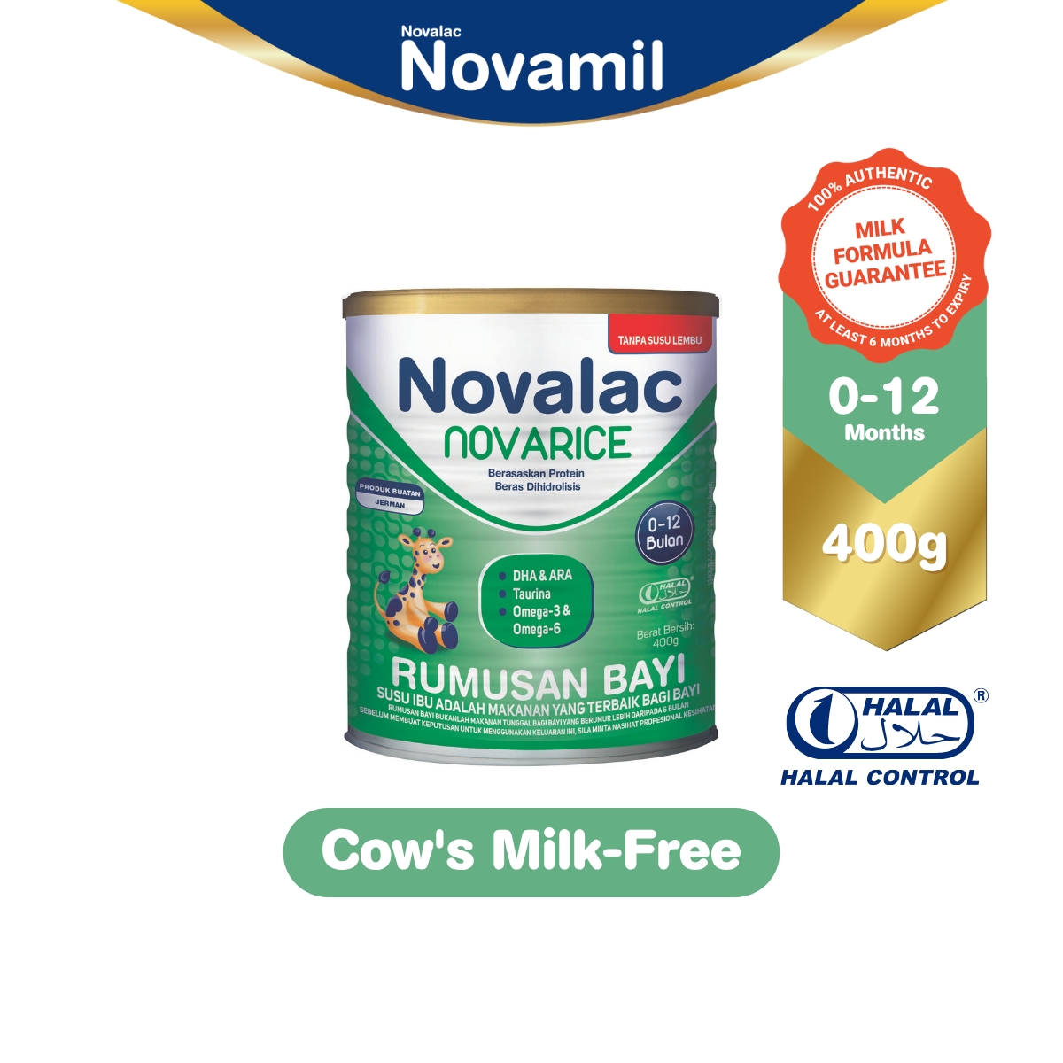 Novalac NovaRice (Cow’s milk free) Infant Formula Milk Powder 400g