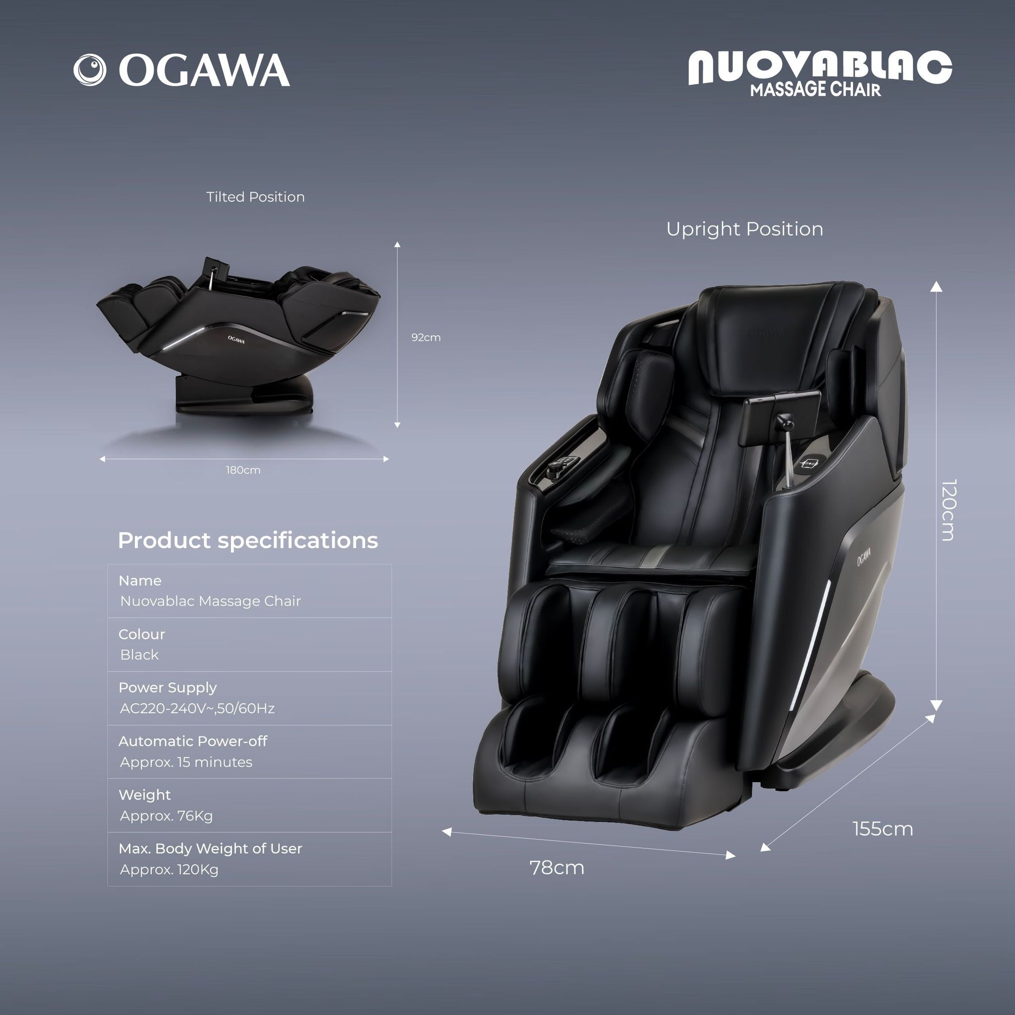 OGAWA NUOVABLAC Duo Comfort Massage Chair Free Massage Chair Cover
