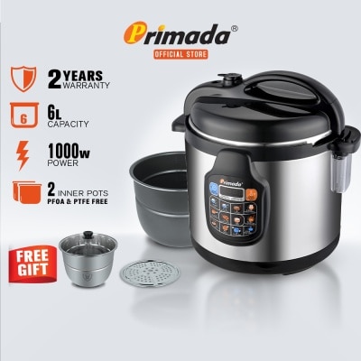 PRIMADA Pressure Cooker 6 Liter Dual Pot PC6030