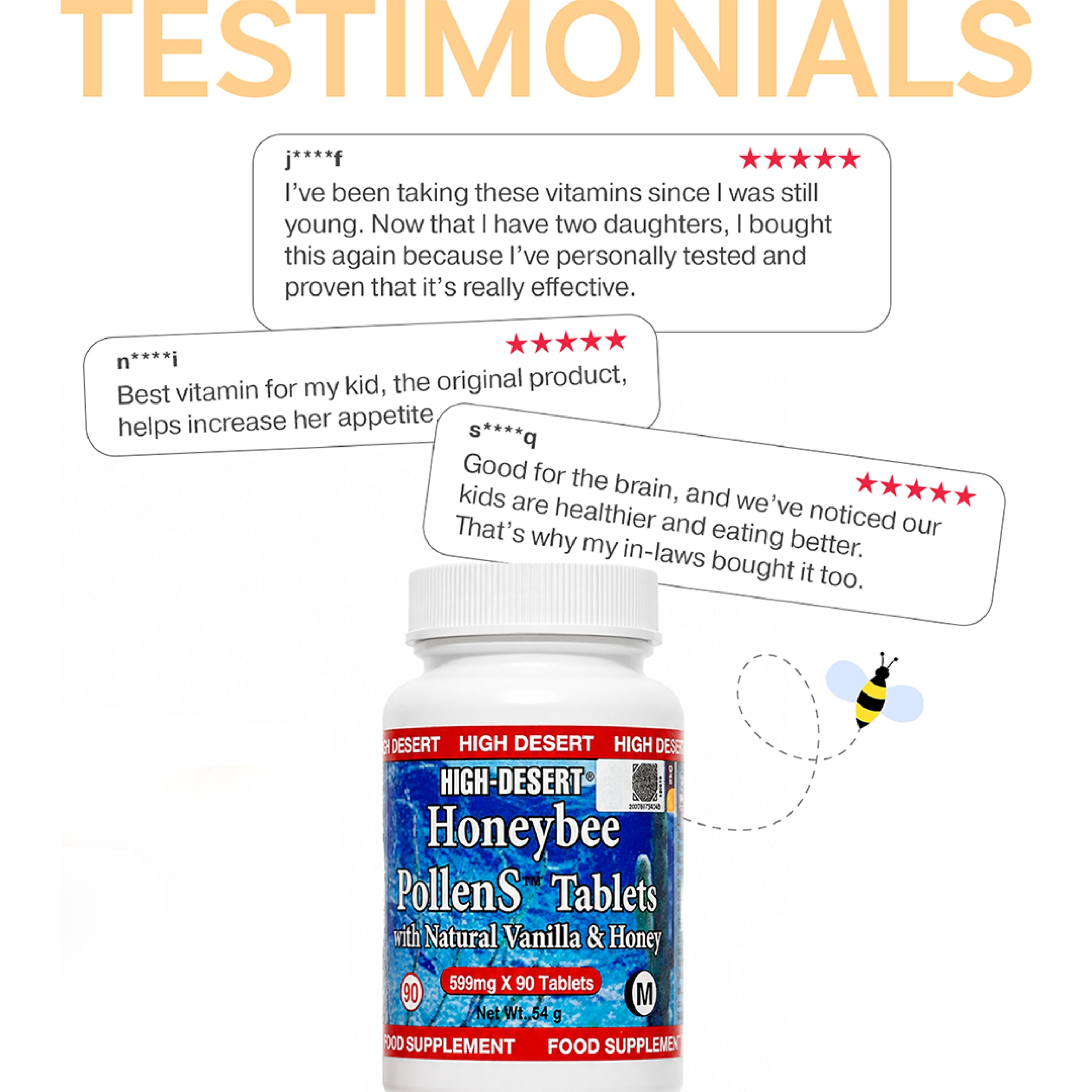 HDI KIDS™ HoneyBee PollenS - Supports Focus, Cognitive Development & Immunity - Kesihatan Kanak-Kanak - 60 Tablets