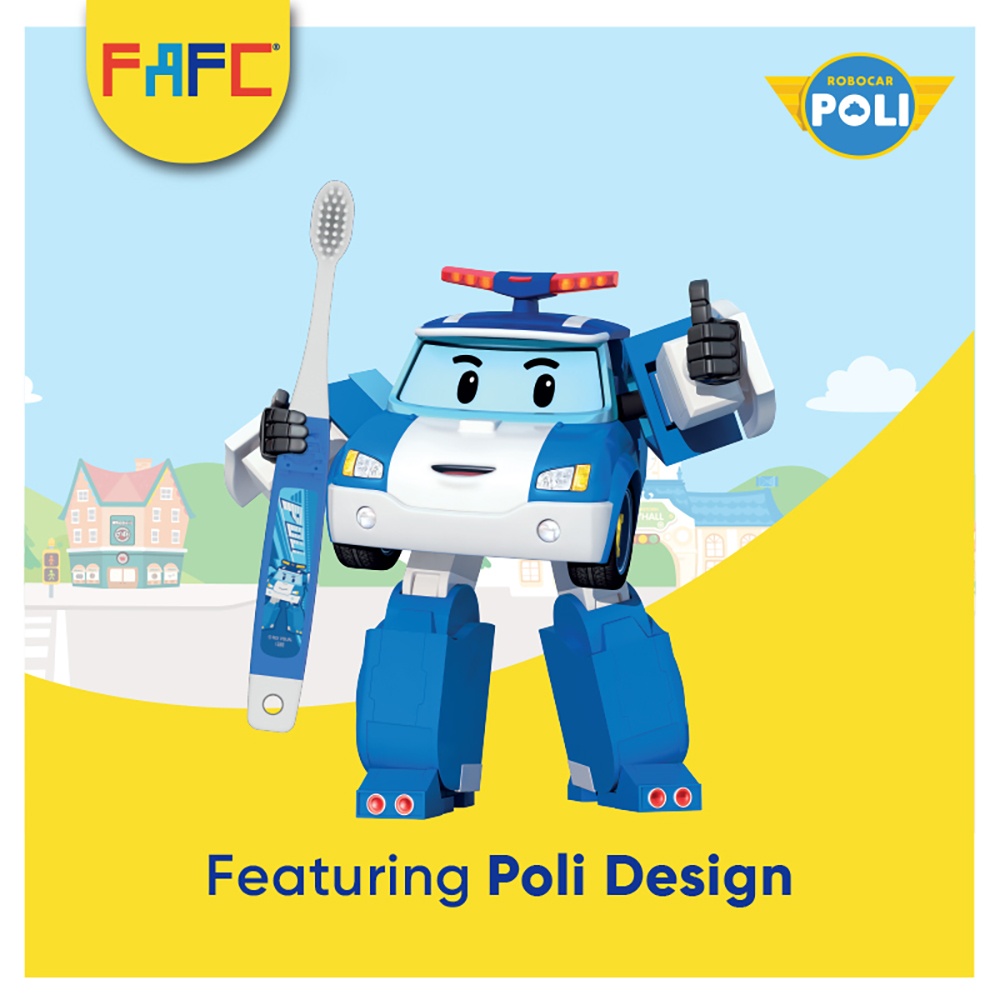 FAFC Robocar Poli Hook Kids Toothbrush 3-8 Yrs (1pc)
