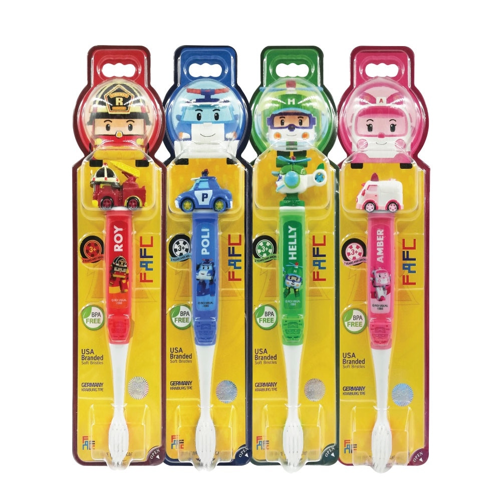 FAFC Robocar Poli Figurine Kids Toothbrush Age 3+ (1 Pc) Extra Soft German Kraiburg TPE