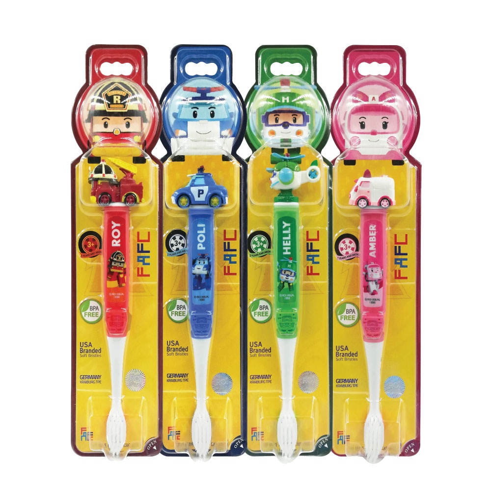 FAFC Robocar Poli Figurine Kids Toothbrush Age 3+ (1 Pc) Extra Soft German Kraiburg TPE