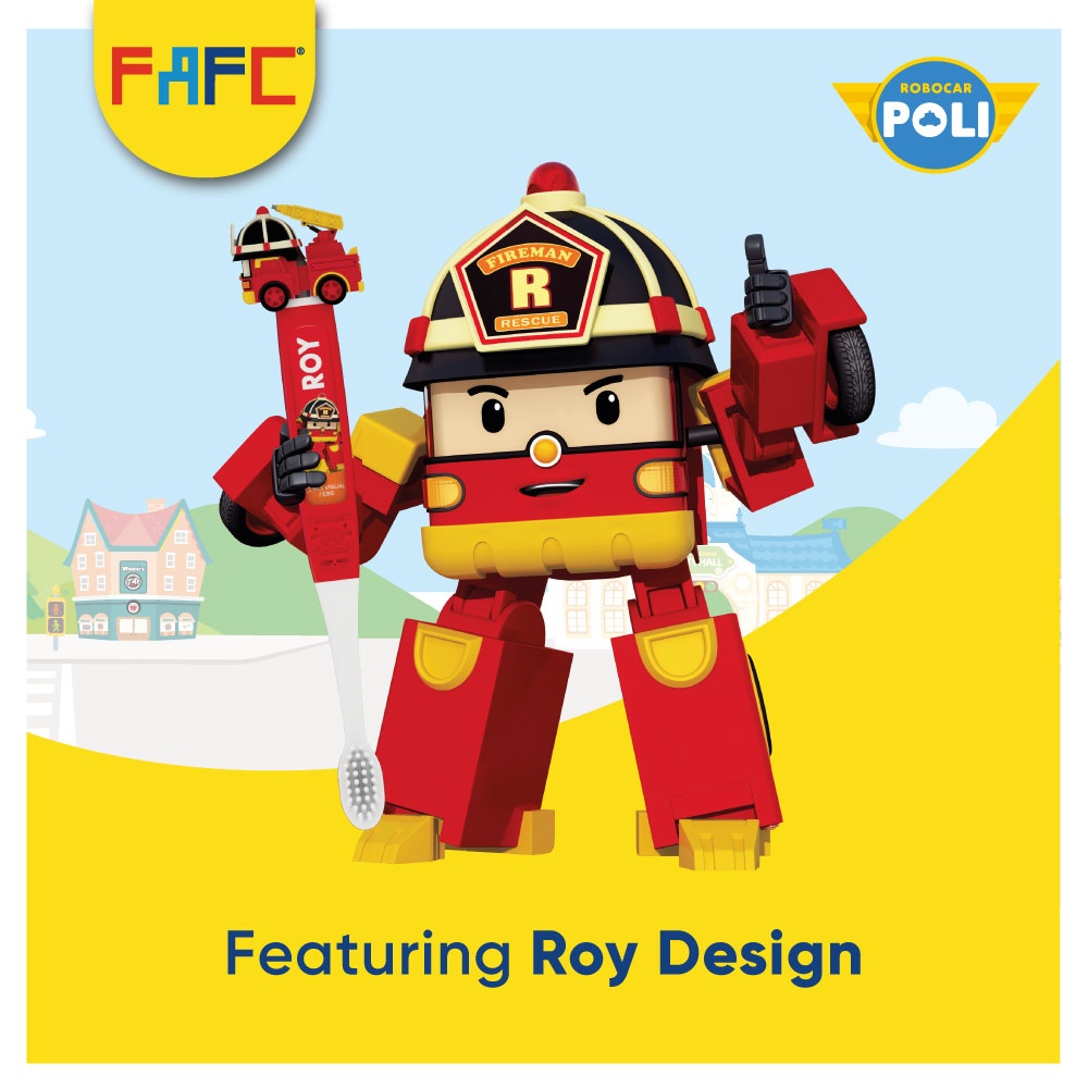 FAFC Robocar Poli Figurine Kids Toothbrush Age 3+ (1 Pc) Extra Soft German Kraiburg TPE